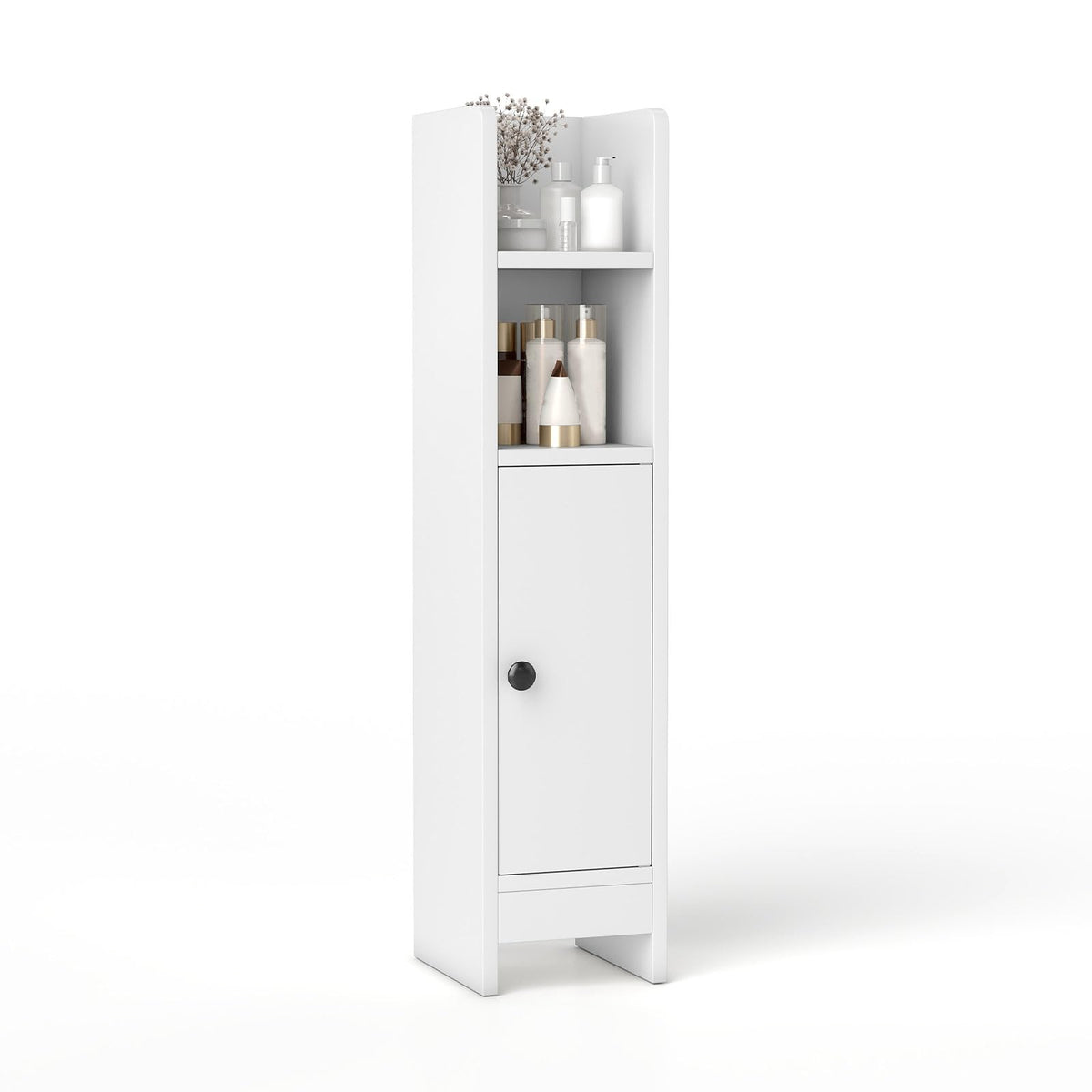 Giantex Bathroom Storage Cabinet, Slim Corner Floor Standing Cabinet with Adjustable Shelf