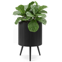 35/42/49.5cm Plant Pot with Stand, Mid-Century Modern Fluted Planter