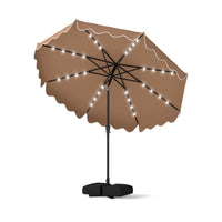 3M Sun Protective Umbrella with Weighted Base and Solar Lights for Deck