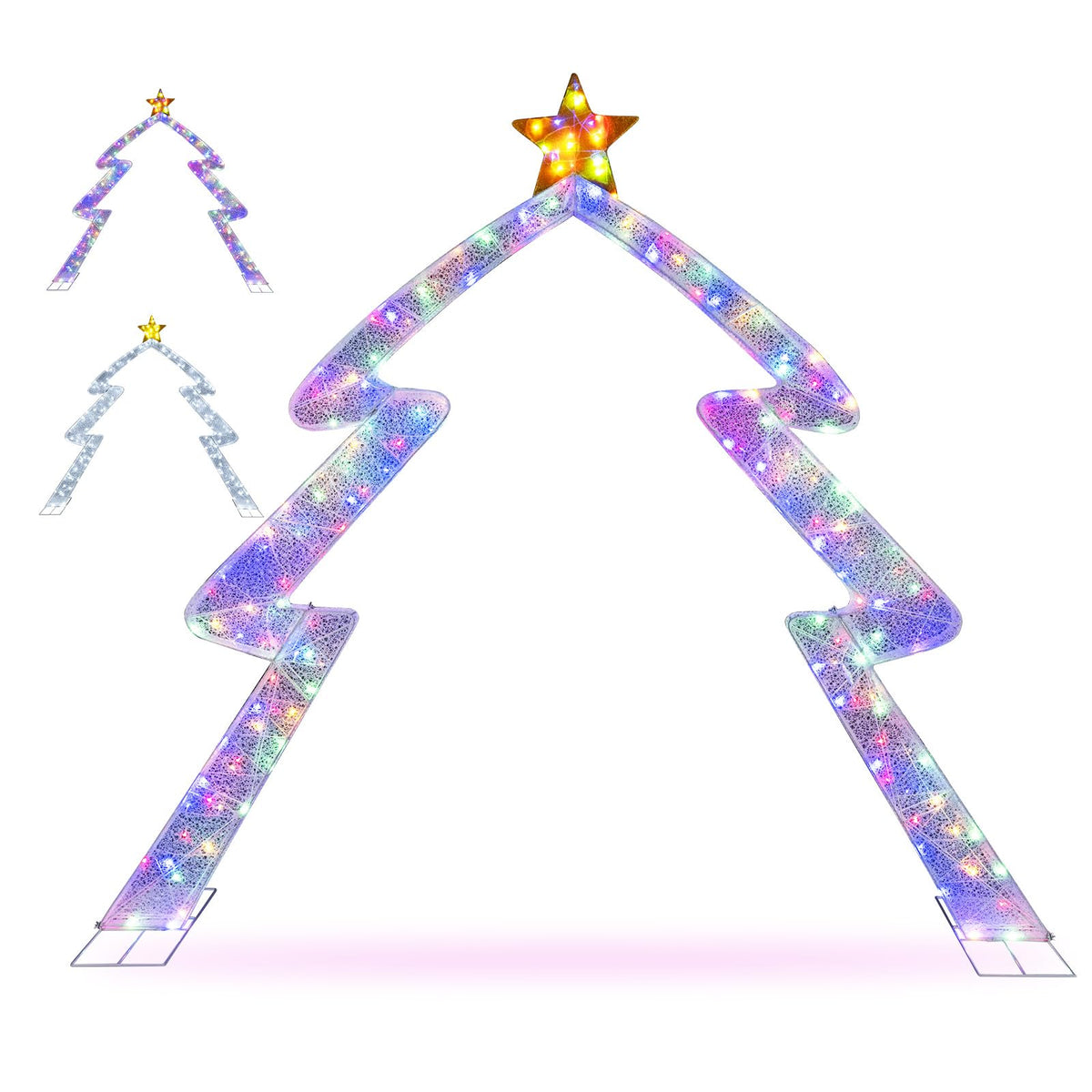 269cm Christmas Tree-shaped Archway with Top Star and Adjustable LED Lights