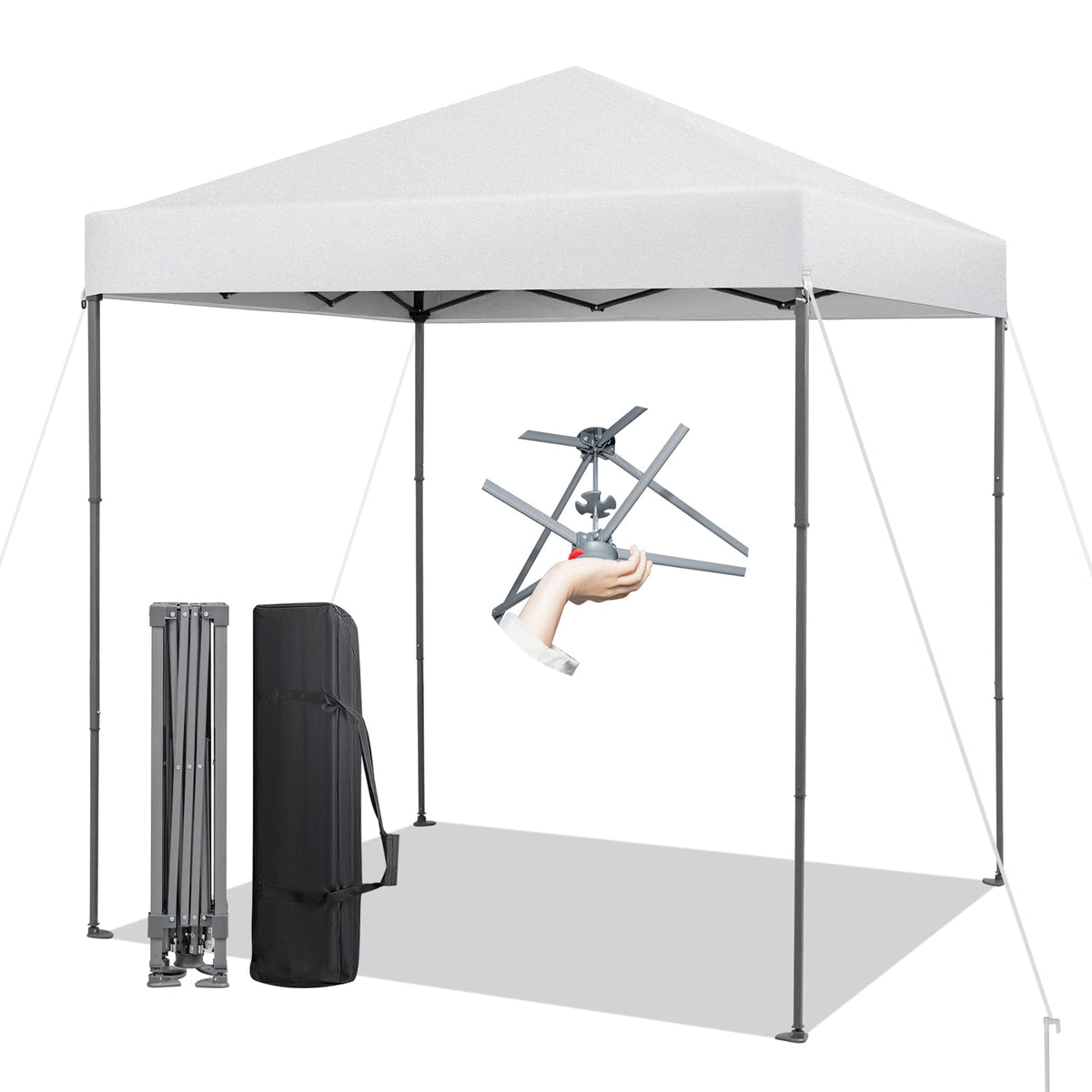 2 x 2 m Outdoor Pop-up Canopy, Instant Setup Canopy Tent w/Adjustable Heights, Carry Bag