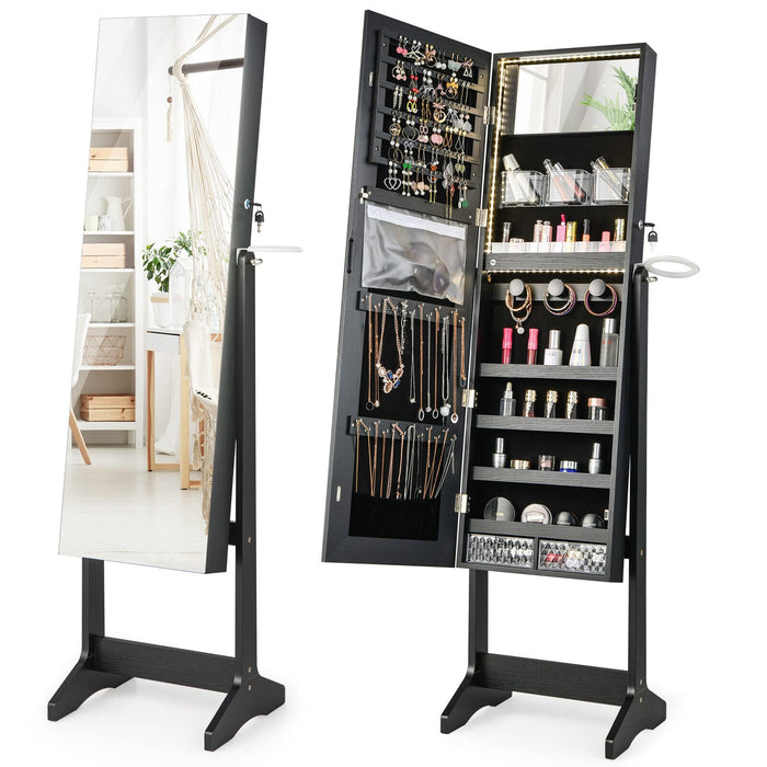 Giantex Jewelry Cabinet with Full Length Mirror, Jewelry Organizer with Inside Makeup Mirror