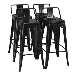 4 Pcs Metal Barstools, Tolix Counter Bar Stools, Stackable Design, Detachable Backrest