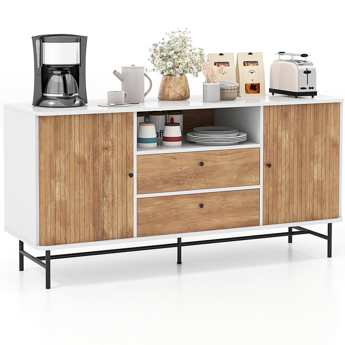 Giantex Buffet Sideboard, Mid Century Modern Coffee Bar Station