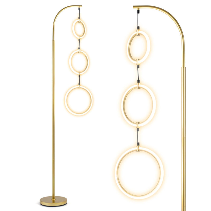 3-Circle Dimmable LED Floor Lamp with Foot Switch & 3 Color Temperatures for Room
