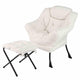 Lazy Chair with Ottoman, Modern Accent Chair with Folding Footrest, Head Pillow, Armrests