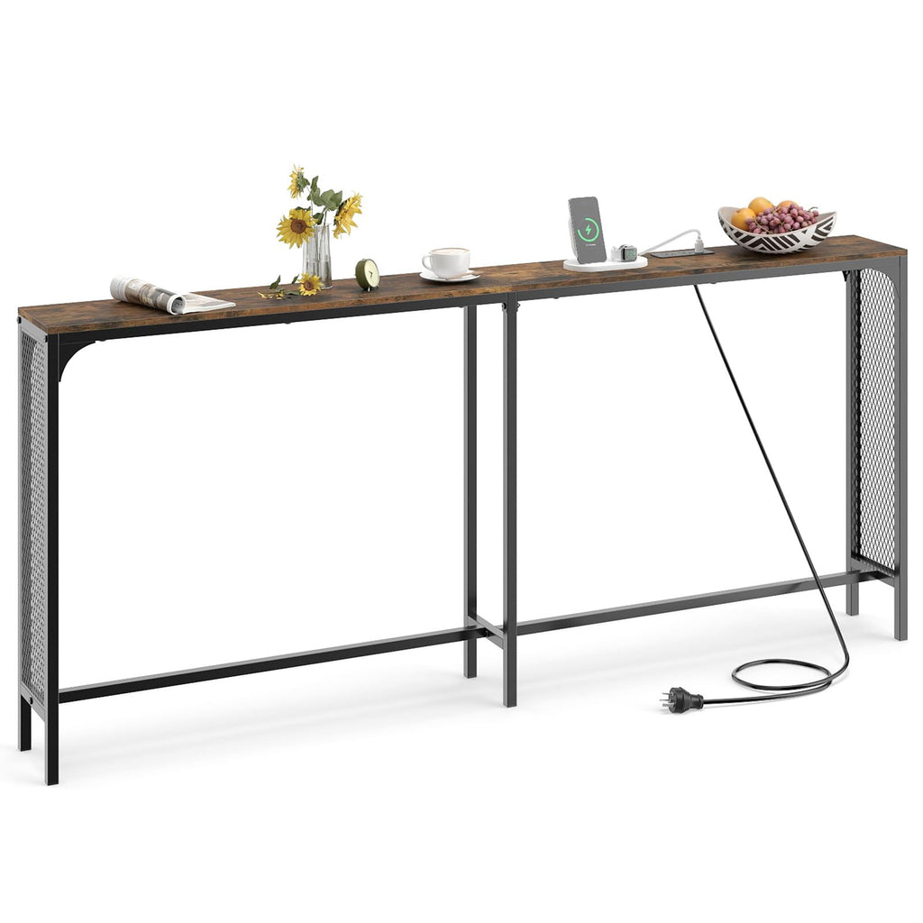 180cm Console Table w/Power Outlet, Narrow Sofa Table – Giantex.au