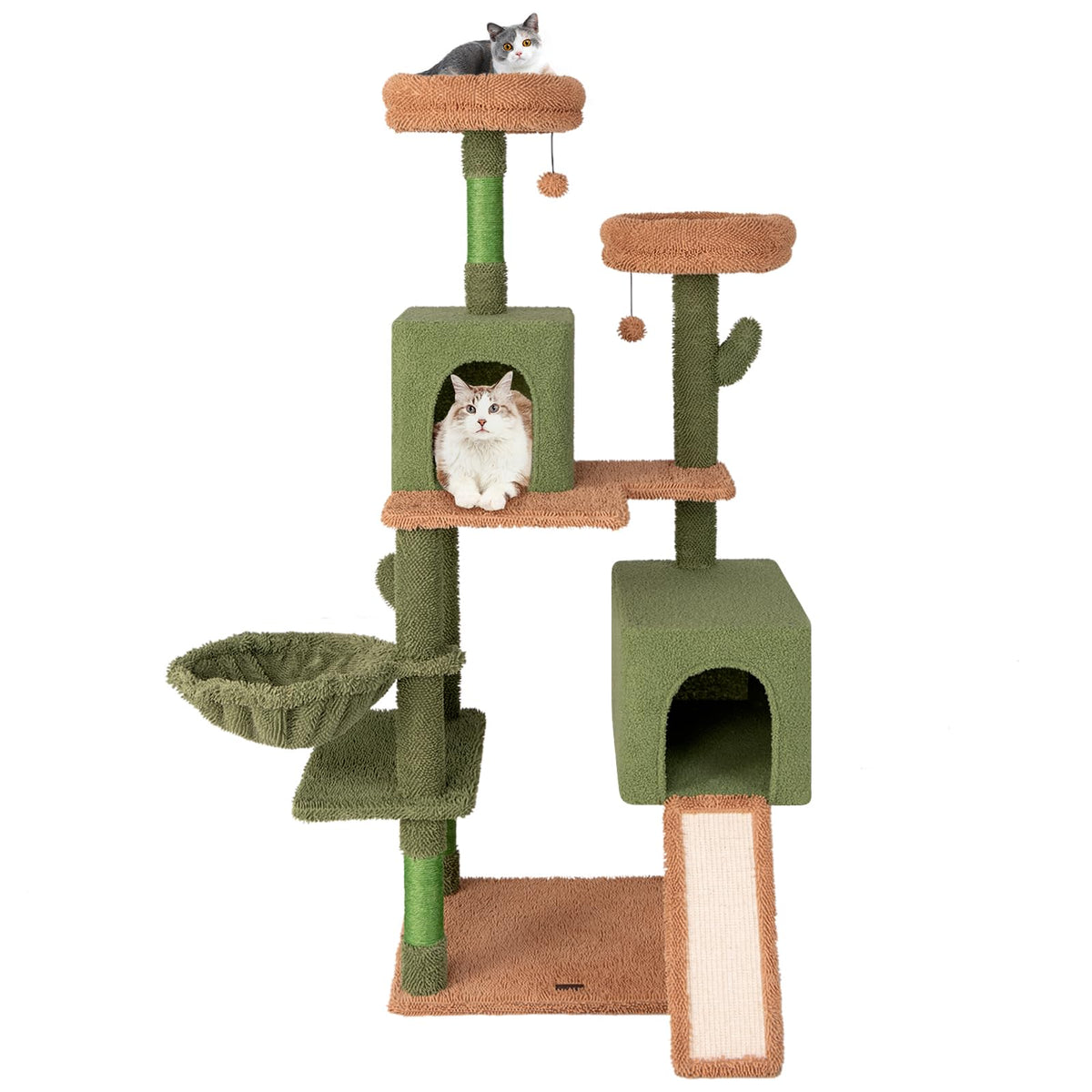 160cm Multi-level Cactus Cat Tree for Indoor Cats w/ Sisal Scratching Posts