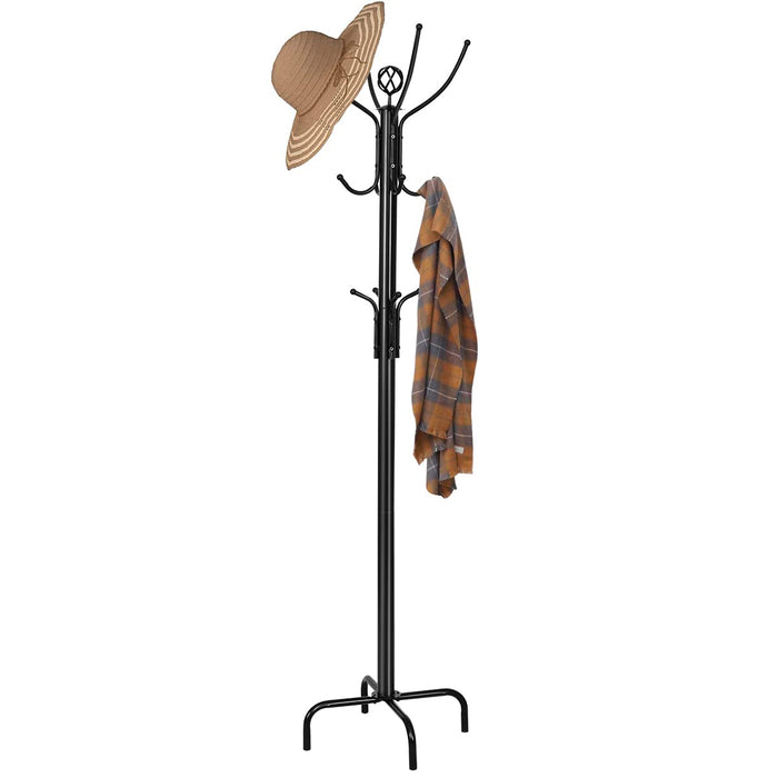 Free-Standing Coat Rack, Hallway/Entryway Coat Tree with 12 Hooks