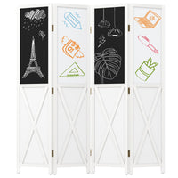 Giantex 170 CM Tall 4-Panel Room Divider with 2 Blackboards & 2 Whiteboards