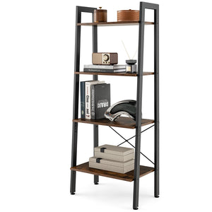 Giantex 4-Tier Bookshelf, Industrial Display Shelf with Metal Frame, Anti-Tipping Kits & Adjustable Foot Pads