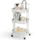 Giantex 3-Tier Kitchen Trolley Cart with Wheels, Multifunctional Cart with Utility Handle