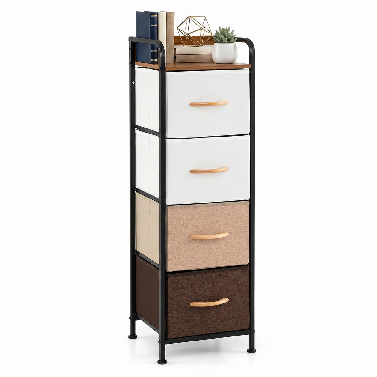 Giantex 4-Drawer Narrow Dresser with Removable Fabric Bins & Top Shelf
