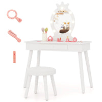 Kids Vanity Set with LED Lighted Mirror & Stool