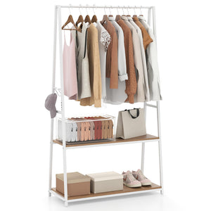 Giantex Clothes Rack w/ 2 Shelves & S Hooks