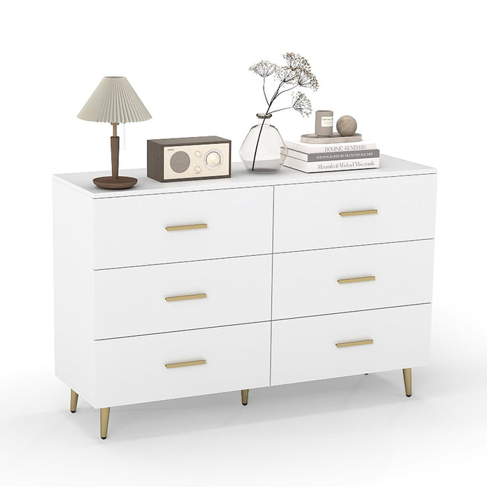 6 Drawer Dresser with Anti-Toppling Device and Modern TV Stand