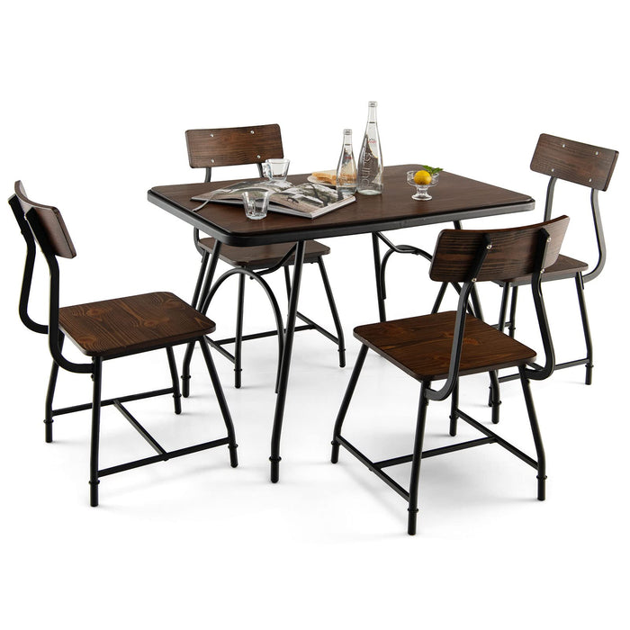 5 Piece Dining Table Set, Rectangular Kitchen Table & 4 Chairs for 4 Person