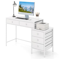 Computer Desk w/ 5 Drawers Home Office Desk Heavy-duty Metal Frame Working Desk