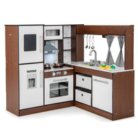 Wooden Corner Play Kitchen with Lights and Sounds