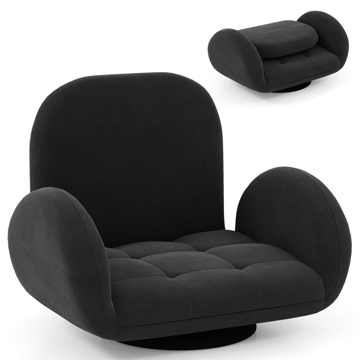 Giantex Swivel Floor Chair Folding Gaming Chair with Adjustable Backrest