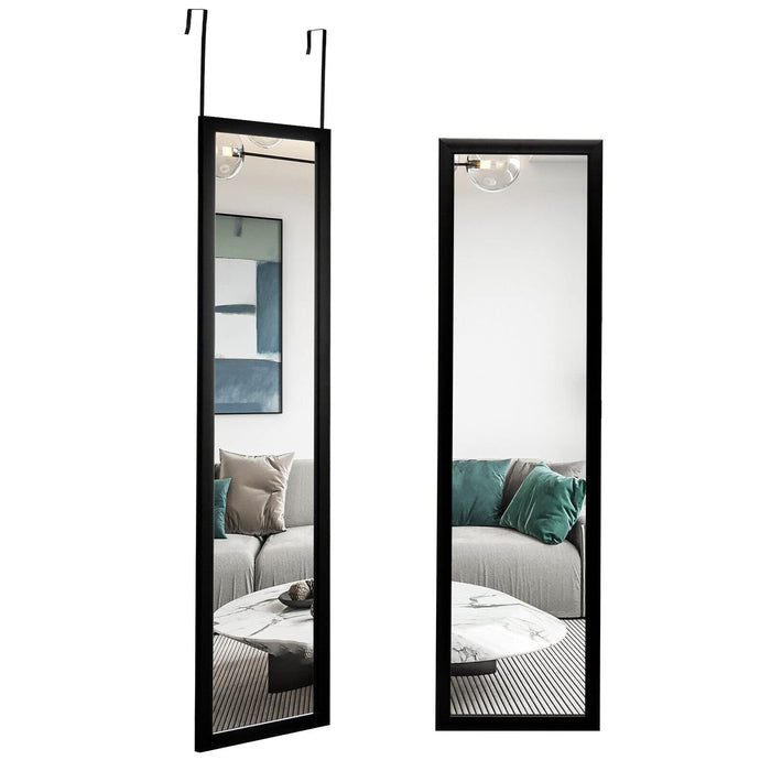 Full Length Over The Door Mirror, Full Length Mirror with Hanging Hooks for Door , Black