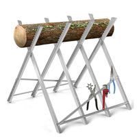 Foldable Sawhorse, Heavy-Duty Metal Log Sawhorse Stand
