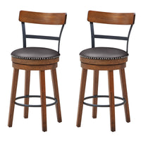 Giantex Set of 2 Swivel Bar Stools, Upholstered Breakfast Stools with Soft Padded Seat Cushions and Footrests