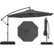 3m Solar Offset Hanging Umbrella with Base, Patio Cantilever Umbrella