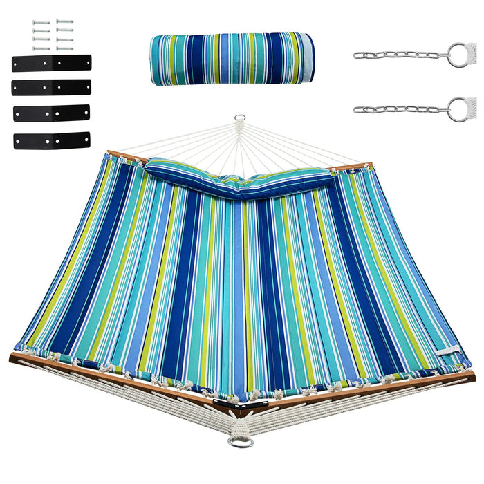 Outdoor Portable Quilted Fabric Hammock with Detachable Pillow (without Stand)
