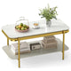 Modern Rectangular Coffee Table with Sintered Stone Top & Storage Shelf for Indoor