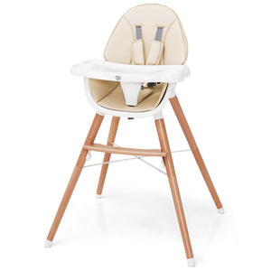 Wooden Highchair for Babies Infants w/Double 4-Gear Tray