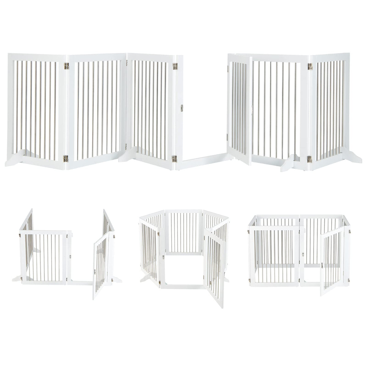 Freestanding 6-Panel Foldable Walk-Through Dog Gate Playpen