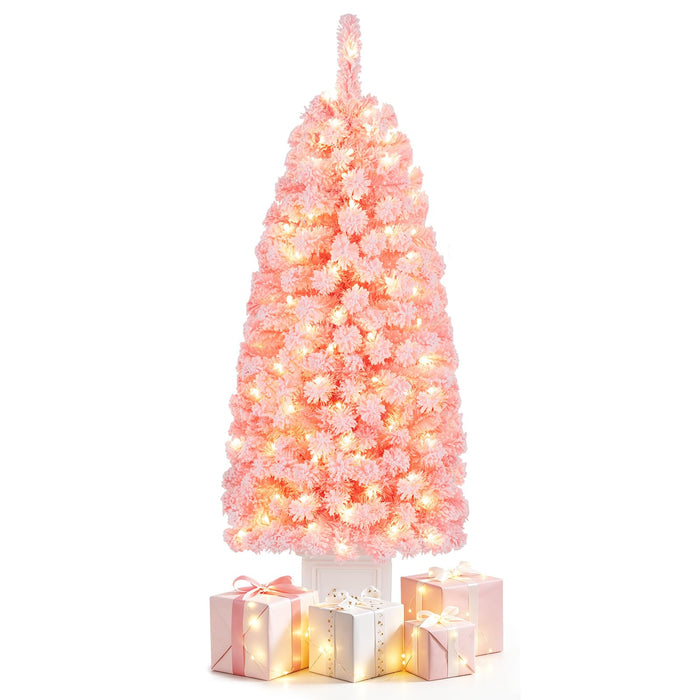 120 cm Pre-lit Potted Artificial Christmas Tree w/ 100 Warm White LED Lights