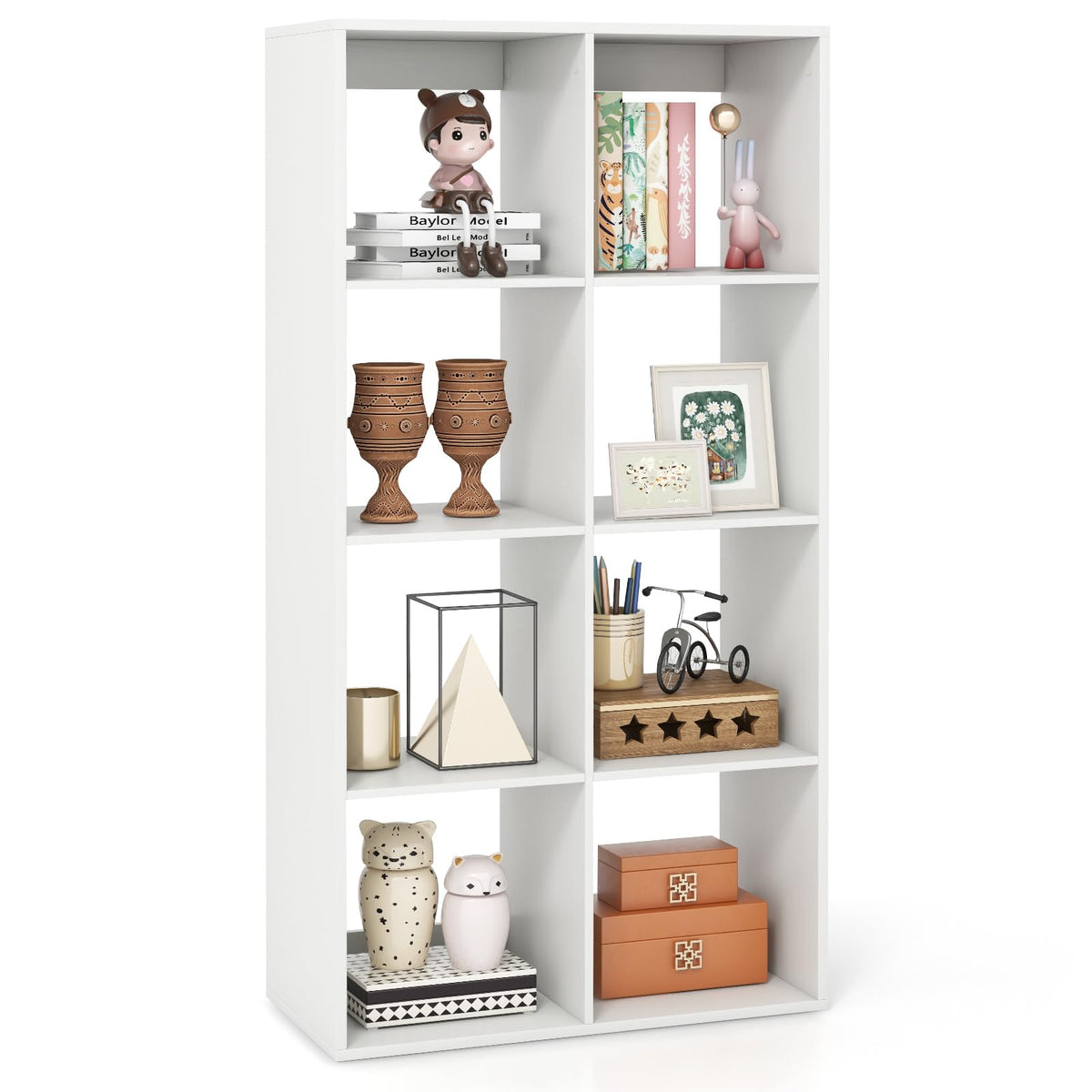 8-Cube Bookshelf, Modern Cubby Bookcase