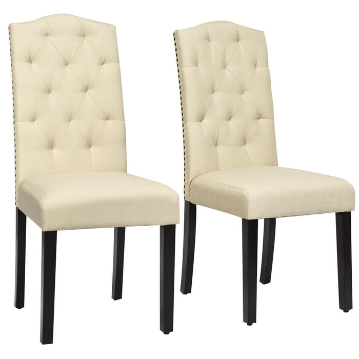 Giantex 2 Pcs Dining Chairs Tufted Upholstered Seat