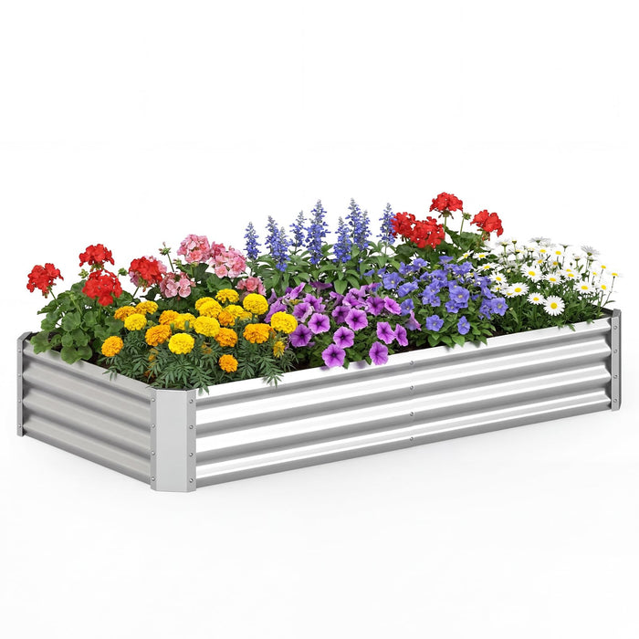 Galvanized Raised Garden Bed, Round/Rectangular Outdoor Planter Box
