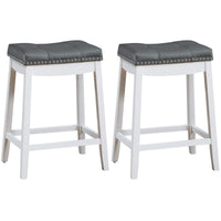 Giantex Set of 2 Backless Bar Stools, Kitchen Counter Bar Stools, Saddle Bar Stools for Dining Room Living Room