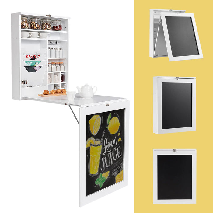 Giantex Wall Mounted Folding Desk w/Chalkboard