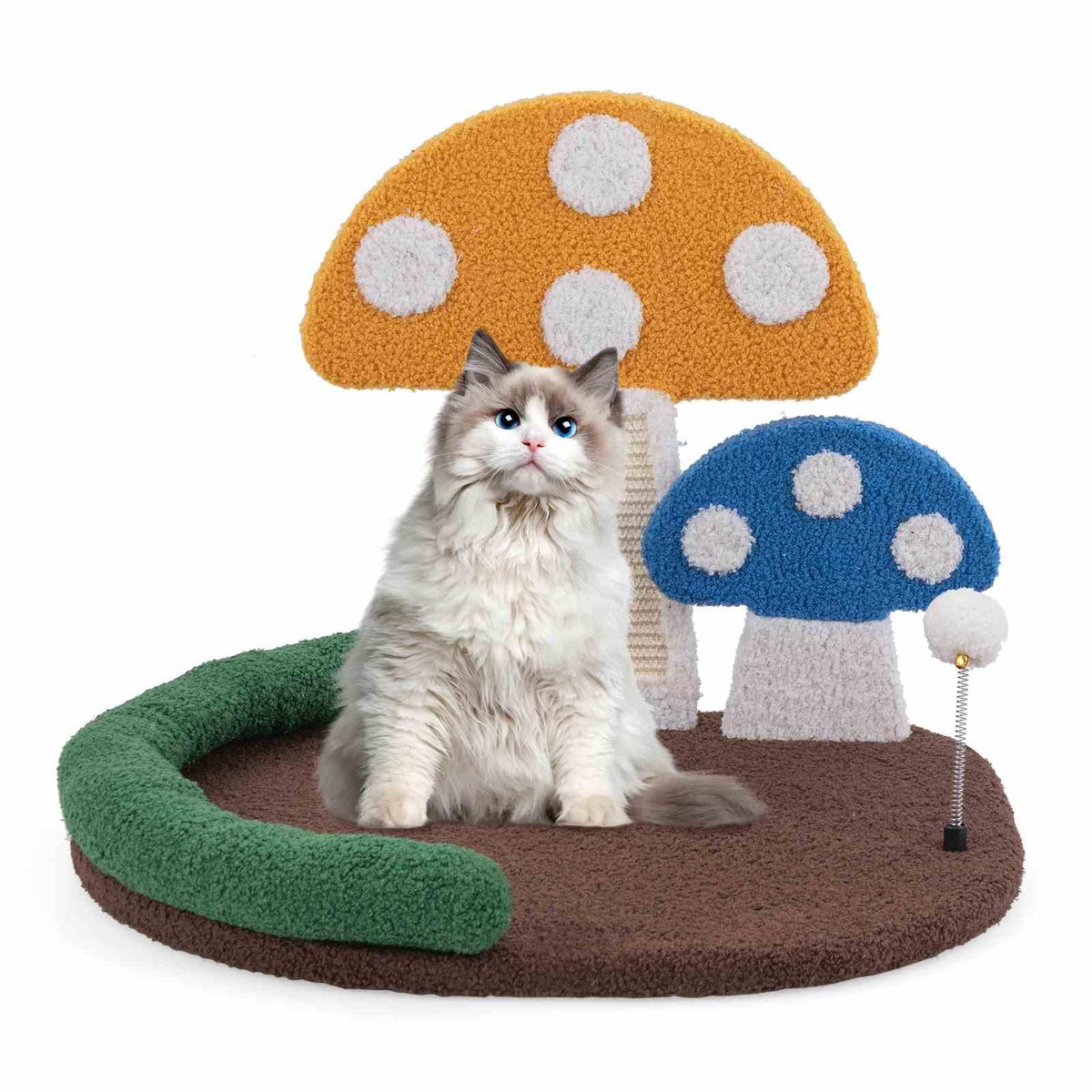 Mushroom Cat Bed, Cat Claw Scratcher w/Wide Bed