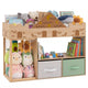 Kids Bookshelf with Stuffed Animal Storage and Fabric Drawers