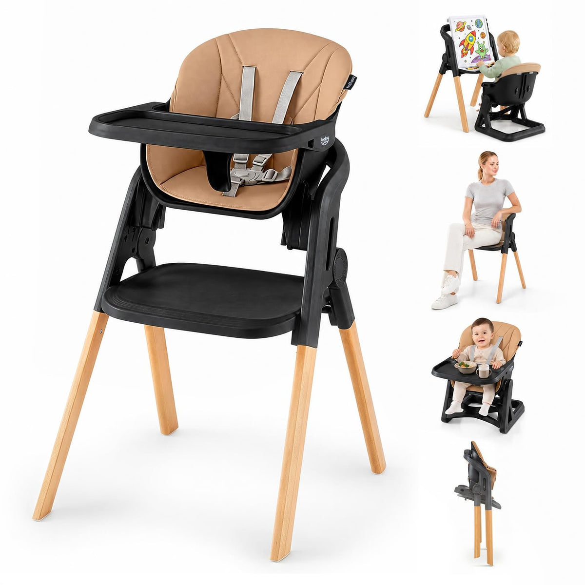 7-in-1 Convertible Foldable Baby High Chair w/Adjustable Tray