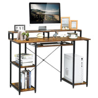 Giantex Computer Desk with Storage Shelves, Home Office Writing Table with Monitor Stand