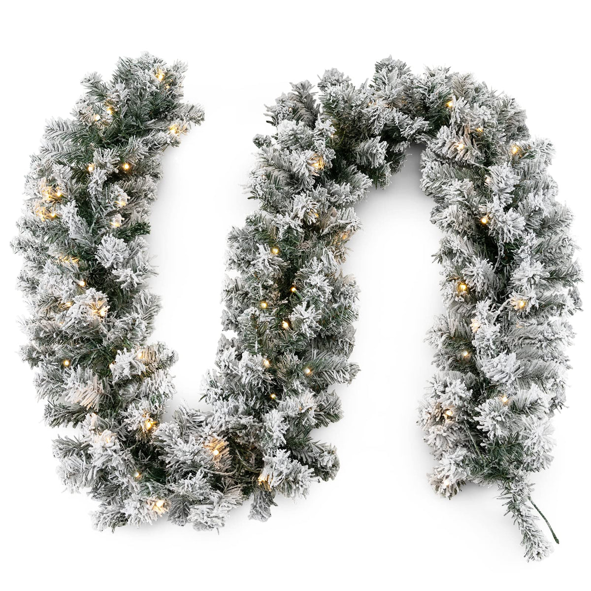 270CM Flocked Christmas Rattan & 61CM Christmas Wreath for Decoration