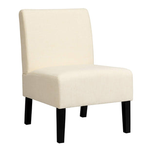 Armless Accent Chair, Upholstered Fabric Chairs w/ Curved Backrest, Lounge Chair for Home