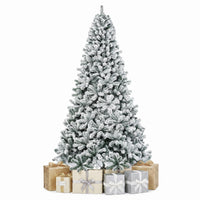 275cm Snow Flocked Artificial Christmas Tree w/PVC Branch Tips
