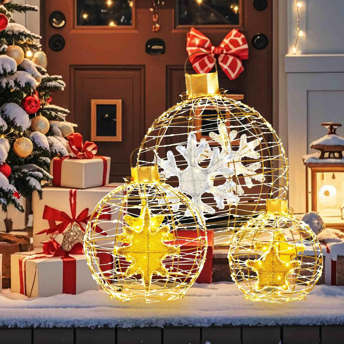 3 Piece Pre-Lit Lantern Balls with 732 Bright LED Lights