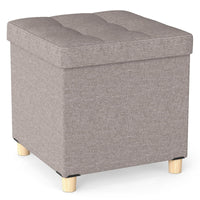 45cm Ottoman with Storage Linen Fabric Footstool