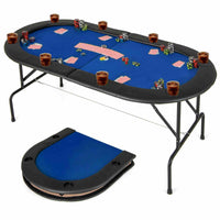 8 Players Poker Table, Folding Cardboard Game Table w/8 Cup Holders