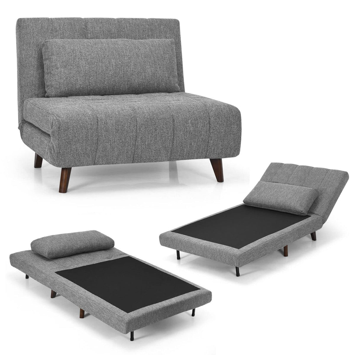 Tri-Fold Down Sofa Bed Chair with Solid Wood Legs