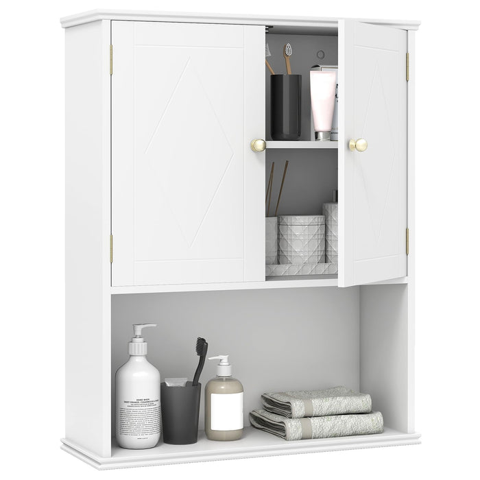 GIANTEX Bathroom Wall Cabinet 2-Door Medicine Cabinet w/Open Shelf